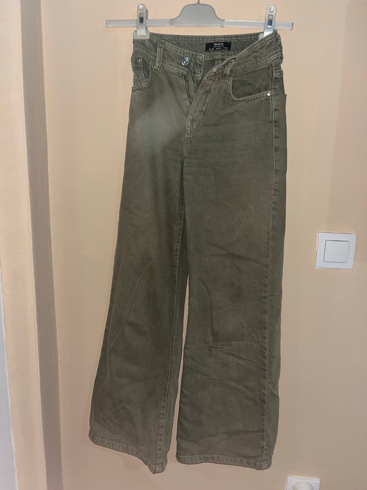 Bershka Düğmeli Gri Kadın Kot Pantolon - Görsel 2