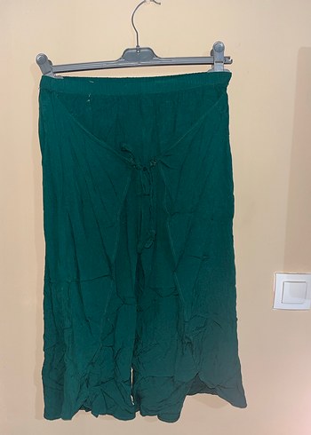 Kadın Yeşil Keten Uzun Drapeli Etek - Görsel 2