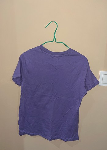 Mor Baskılı Kısa Kollu Kadın Tişört - Görsel 2