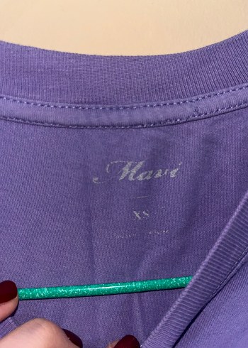 Mor Baskılı Kısa Kollu Kadın Tişört - Görsel 3