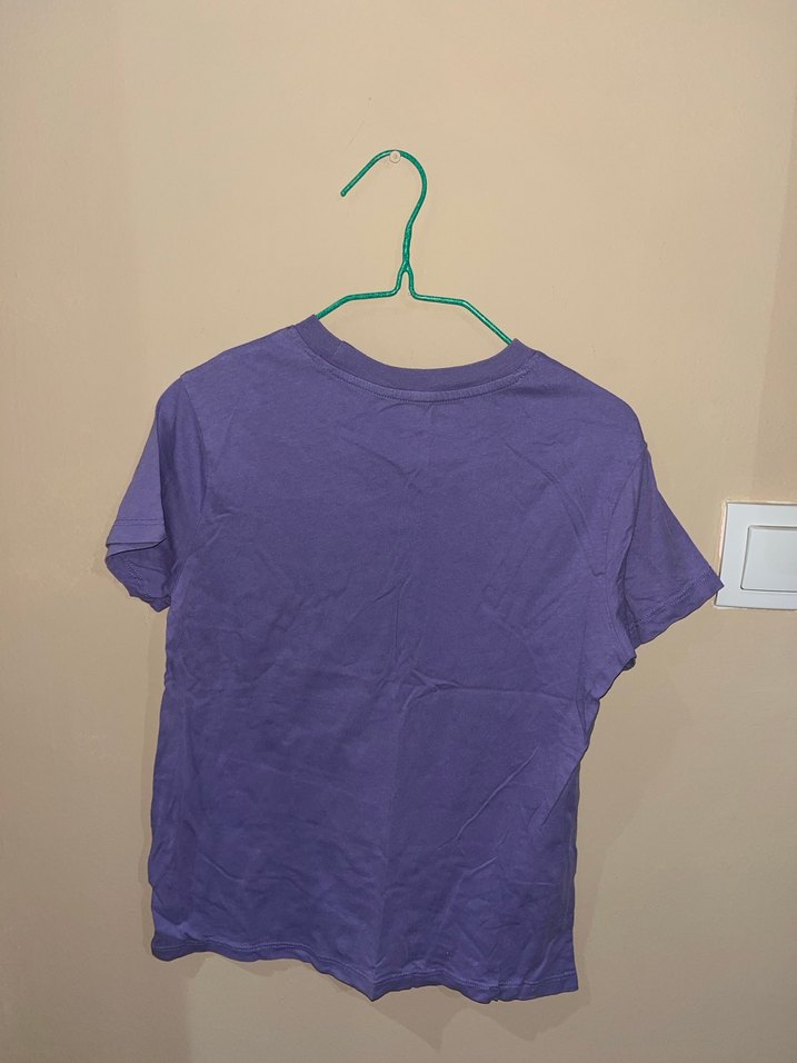 Mor Baskılı Kısa Kollu Kadın Tişört - Görsel 2