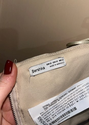 Bej Bağlama Desenli Keten Mini Bustiyer - Görsel 3