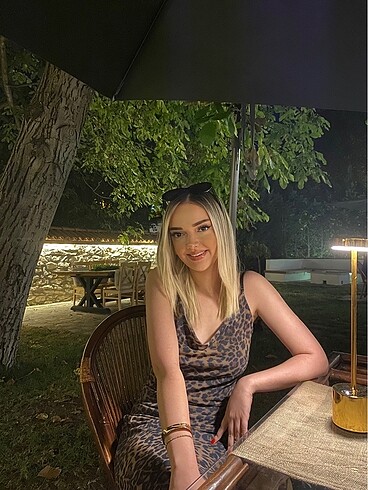 s Beden Uzun leopar elbise