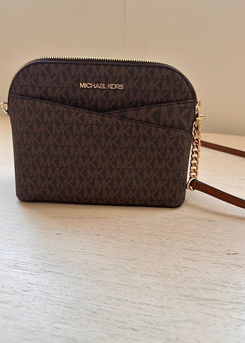 Michael Kors Zincir Detaylı Kahverengi Deri Çapraz Çanta