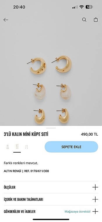 stradivarius gold küpe seti