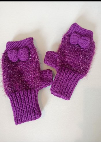 Mor Örgü Yarım Parmak Eldiven - Görsel 7