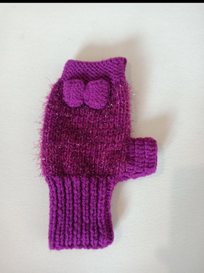 Mor Örgü Yarım Parmak Eldiven - Görsel 3