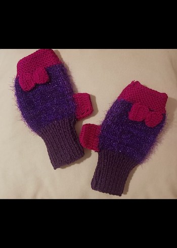 Mor Örgü Kadın Eldiveni - Görsel 3