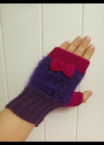 Mor Örgü Kadın Eldiveni - Görsel 6