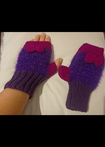 Mor Örgü Kadın Eldiveni - Görsel 5