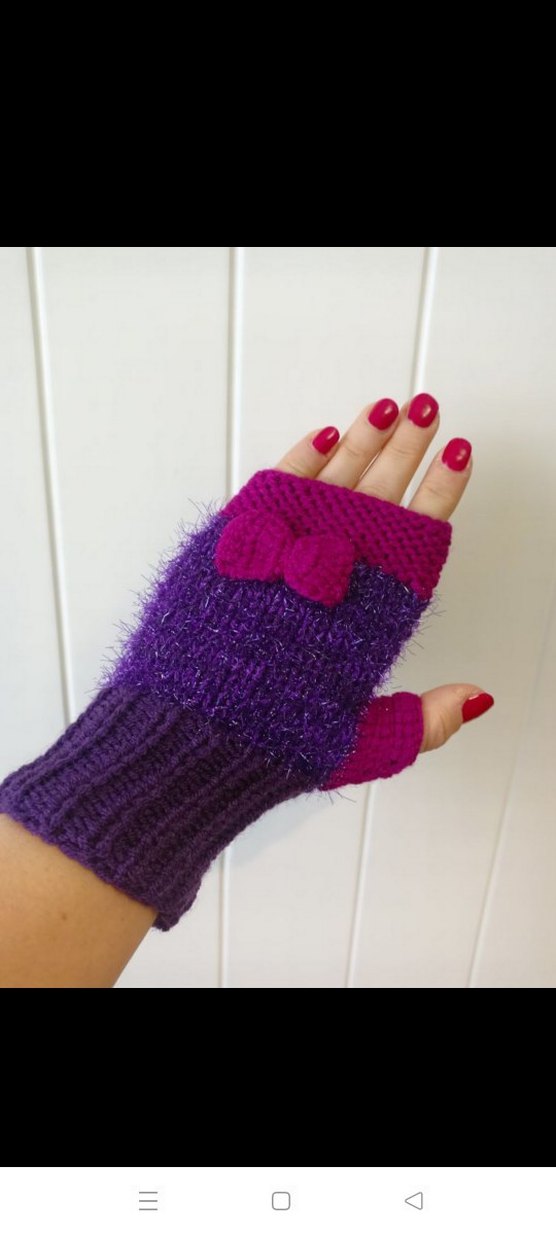 Mor Örgü Kadın Eldiveni - Görsel 4