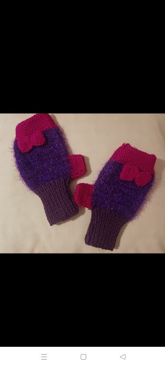 Mor Örgü Kadın Eldiveni - Görsel 3