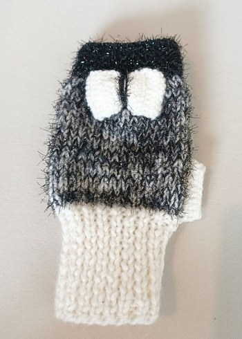 Gri Örgü Parmaksız Kadın Eldiveni - Görsel 4