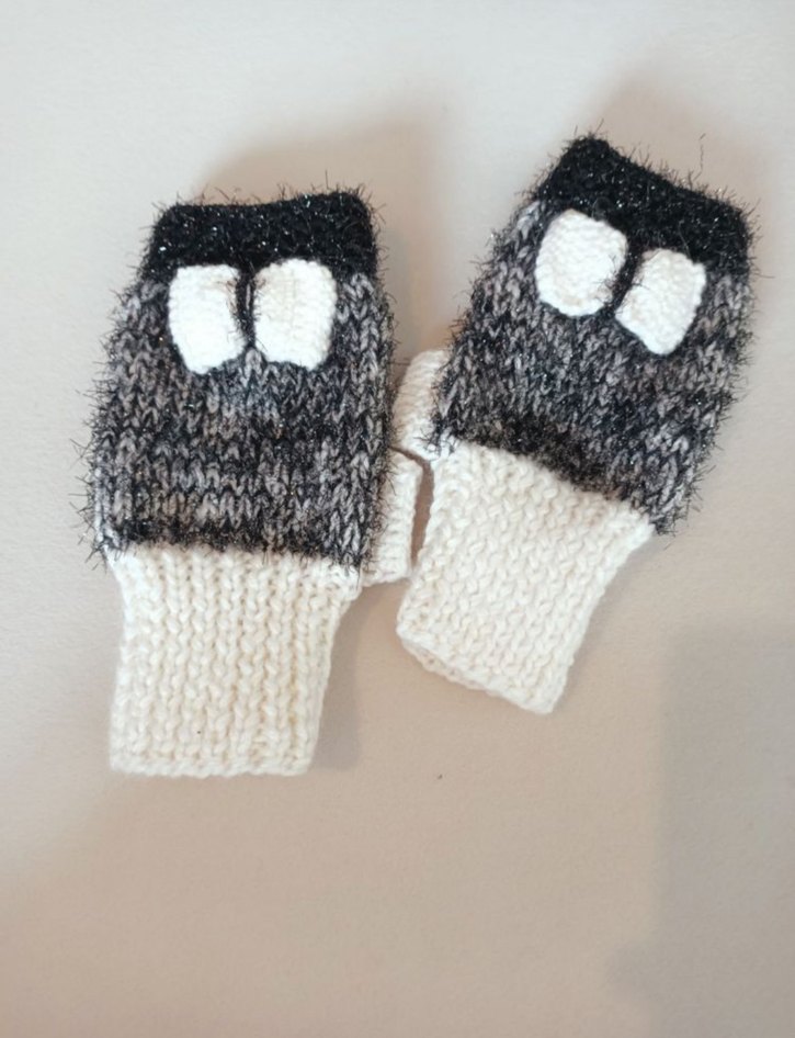 Gri Örgü Parmaksız Kadın Eldiveni - Görsel 3