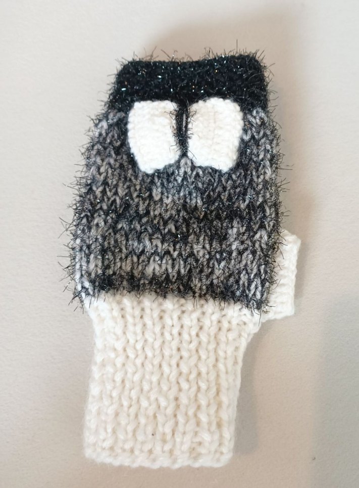 Gri Örgü Parmaksız Kadın Eldiveni - Görsel 4