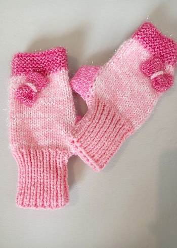 Pembe Örgü Kadın Eldiven - Görsel 4