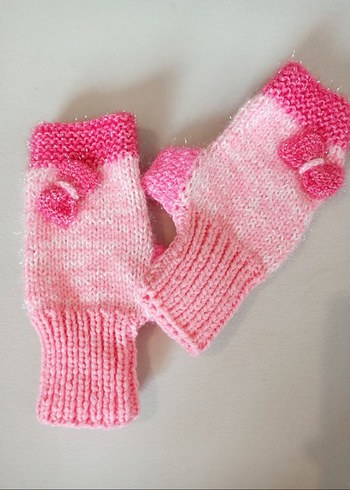 Pembe Örgü Kadın Eldiven - Görsel 5
