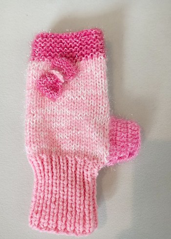 Pembe Örgü Kadın Eldiven - Görsel 6