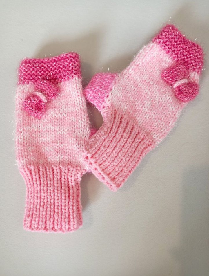 Pembe Örgü Kadın Eldiven - Görsel 4