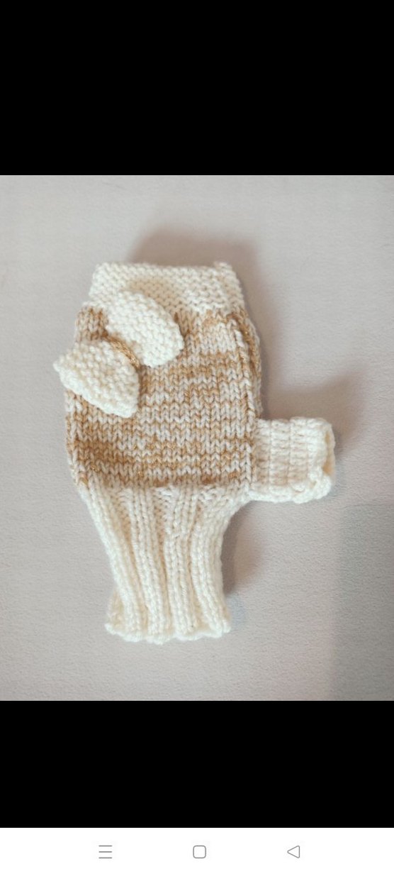 Beyaz Örgü Parmaksız Kadın Eldiveni - Görsel 4