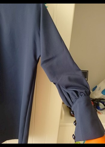 Trendyol Düğmeli Lacivert Uzun Kollu Elbise - Görsel 4