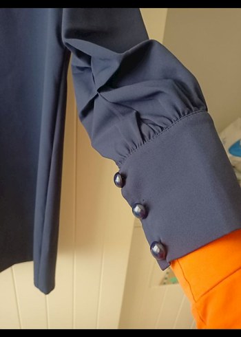 Trendyol Düğmeli Lacivert Uzun Kollu Elbise - Görsel 5