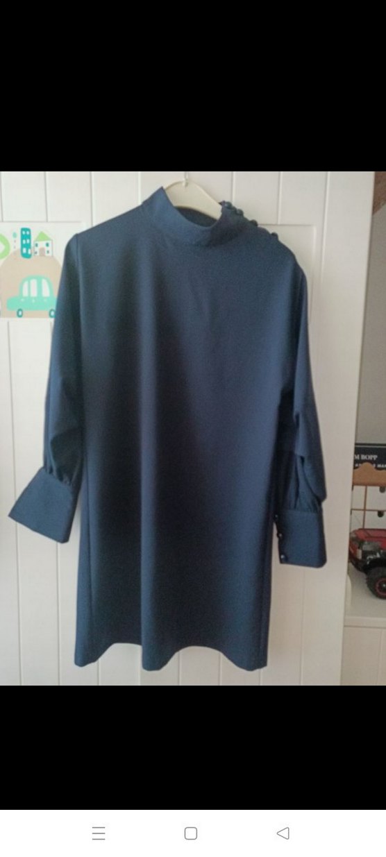 Trendyol Düğmeli Lacivert Uzun Kollu Elbise - Görsel 2