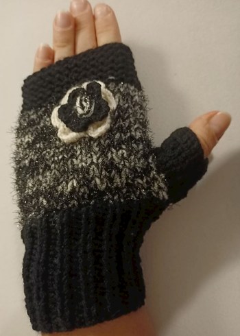 Gri Örgü Parmaksız Kadın Eldiveni - Görsel 8
