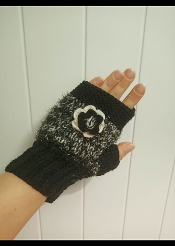 Gri Örgü Parmaksız Kadın Eldiveni - Görsel 7