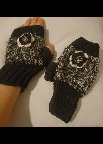 Gri Örgü Parmaksız Kadın Eldiveni - Görsel 4