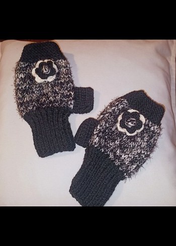 Gri Örgü Parmaksız Kadın Eldiveni - Görsel 2