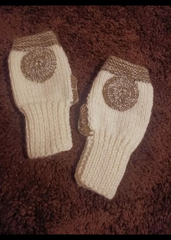 Bohem Gri-Beyaz Örgü Parmaksız Eldiven - Görsel 3