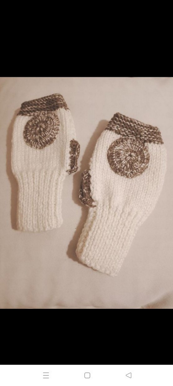 Bohem Gri-Beyaz Örgü Parmaksız Eldiven - Görsel 2