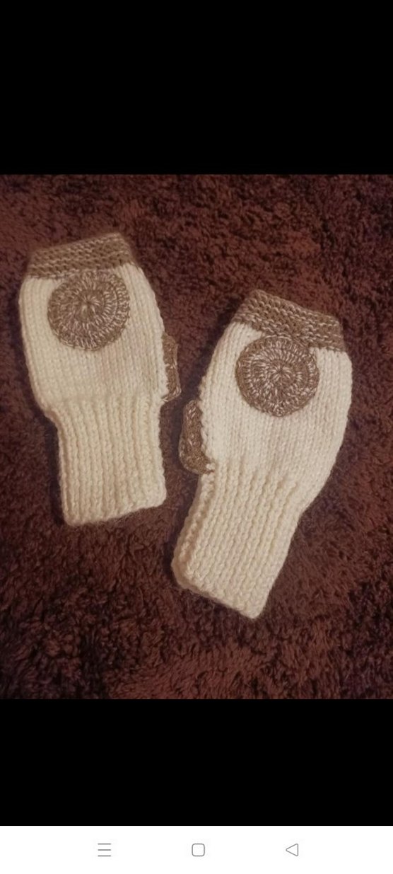 Bohem Gri-Beyaz Örgü Parmaksız Eldiven - Görsel 3