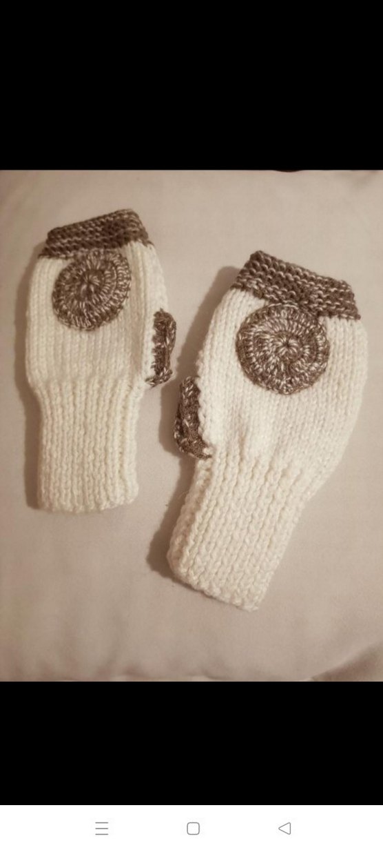 Bohem Gri-Beyaz Örgü Parmaksız Eldiven - Görsel 5