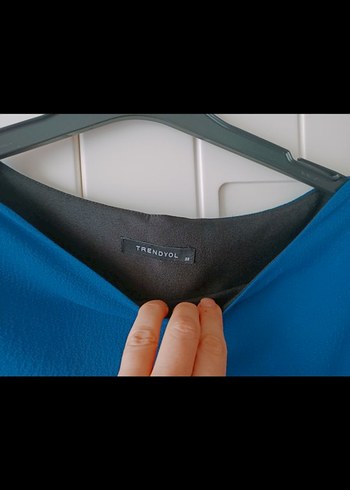 Trendyol Mavi Midi Uzun Kollu Salaş Elbise - Görsel 3