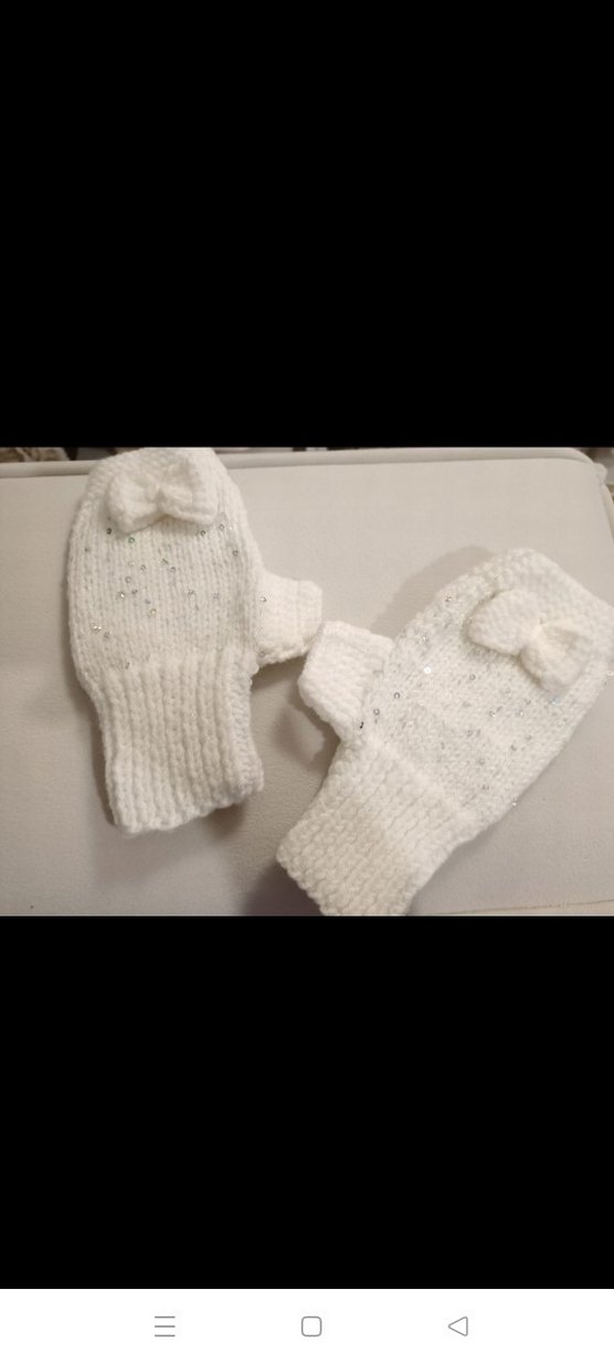 Yarım Parmak Örgü Kadın Eldiven Beyaz - Görsel 5