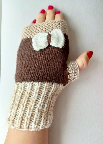 Kadın Bohem Örgü Parmaksız Eldiven - Görsel 4