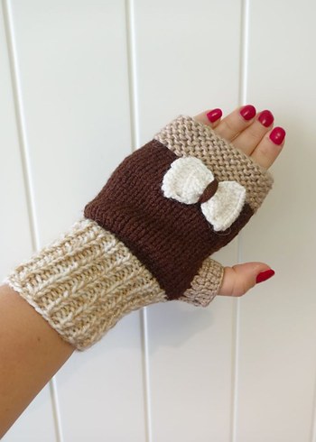 Kadın Bohem Örgü Parmaksız Eldiven - Görsel 8