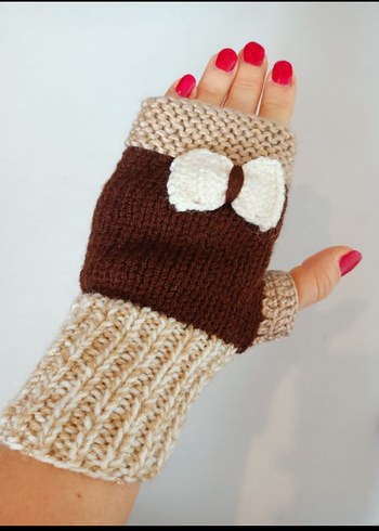 Kadın Bohem Örgü Parmaksız Eldiven - Görsel 5