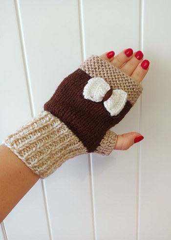 Kadın Bohem Örgü Parmaksız Eldiven - Görsel 3