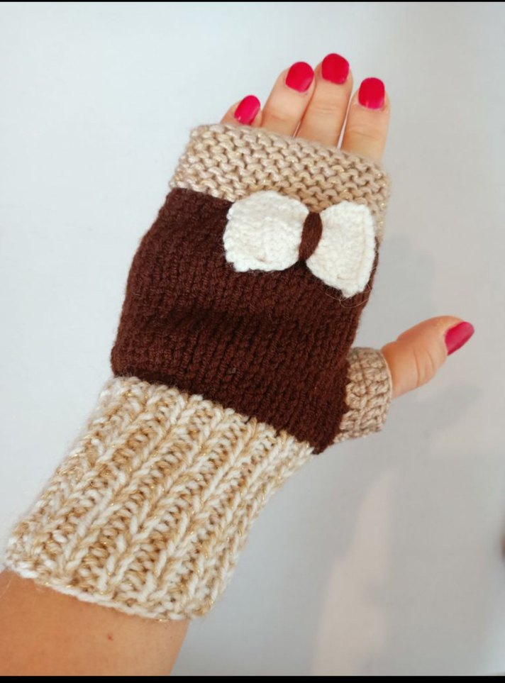 Kadın Bohem Örgü Parmaksız Eldiven - Görsel 5