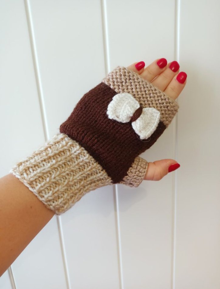 Kadın Bohem Örgü Parmaksız Eldiven - Görsel 3
