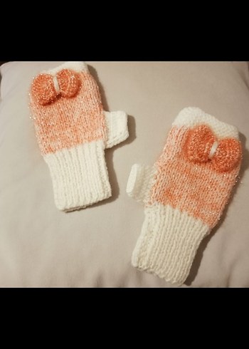 Beyaz-Pembe Örgü Bohem Kadın Eldiveni - Görsel 3