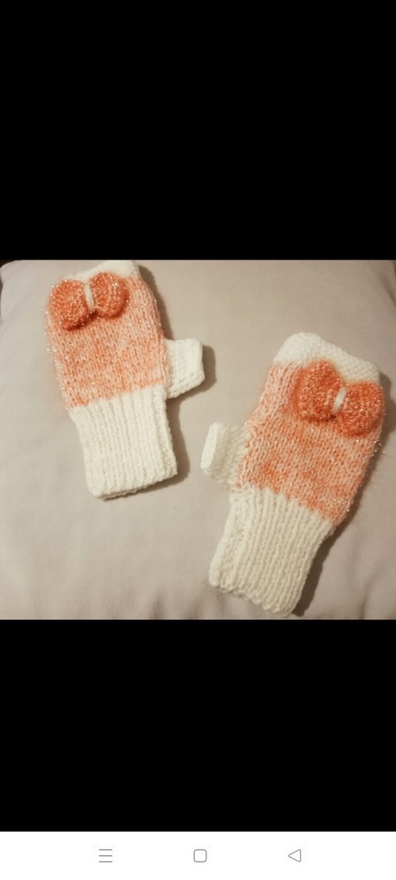 Beyaz-Pembe Örgü Bohem Kadın Eldiveni - Görsel 3