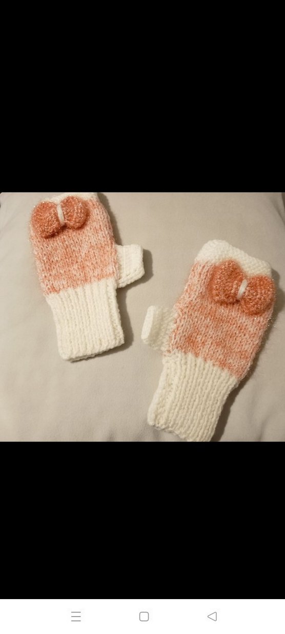 Beyaz-Pembe Örgü Bohem Kadın Eldiveni - Görsel 2