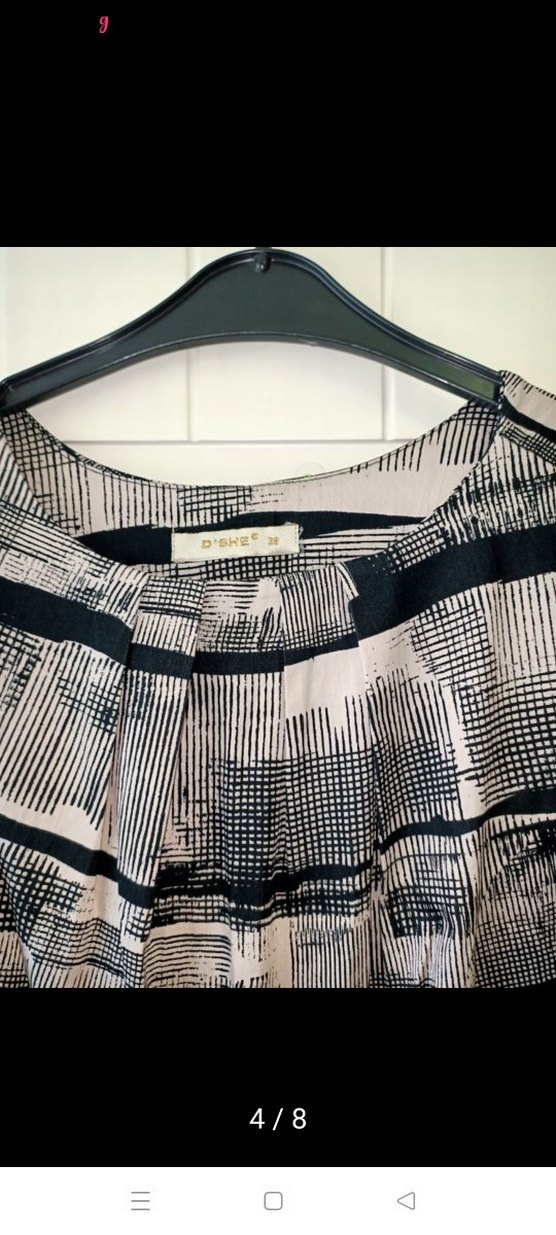 Gri Desenli Midi Pilili Kolsuz Ofis Elbisesi - Görsel 3