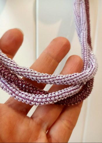 Uzun Mor Boncuklu Kadın Kolye - Görsel 2