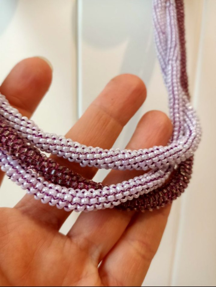 Uzun Mor Boncuklu Kadın Kolye - Görsel 2