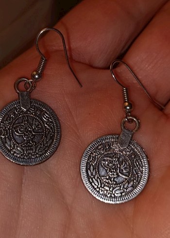 Tuğr Desenli Gri Bohem Küpe - Görsel 2